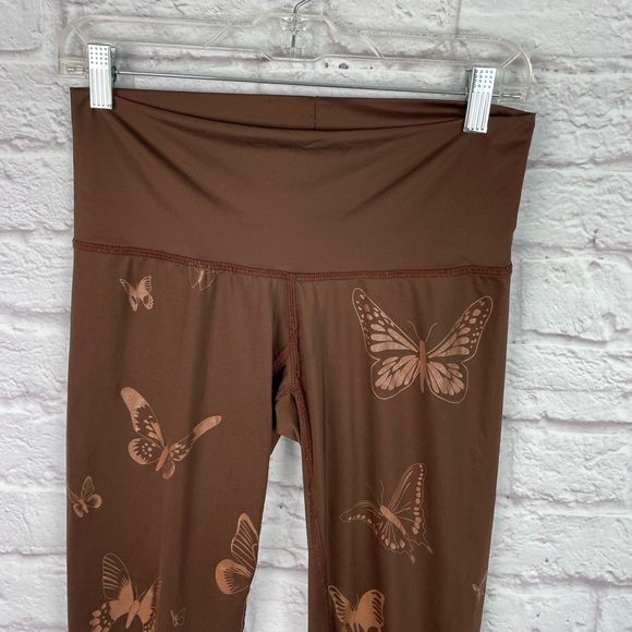 [Teeki] Here & Now Brown Butterfly Leggings **RARE PRINT** - Picture 4 of 5